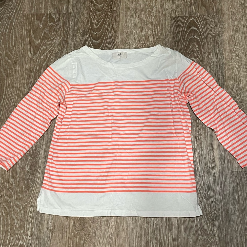 Hush Orange and White Striped Long Sleeve Tee Size S/M